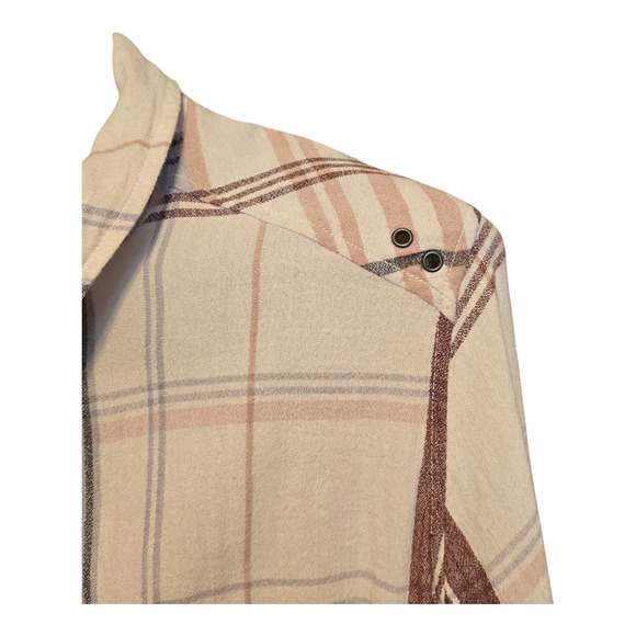Free People Wesley Plaid Button Up Top Womens Size Large Multicolor Grunge - Picture 7 of 9